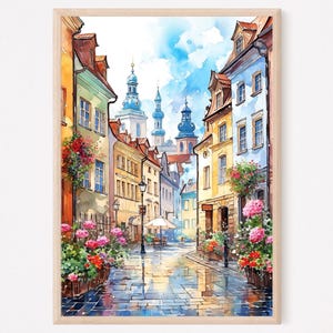 Impresión artística de Varsovia, arte mural de Varsovia, póster del casco antiguo de Varsovia, pintura de Varsovia, arte de Polonia, póster de viaje de Varsovia, póster de Polonia, decoración del hogar