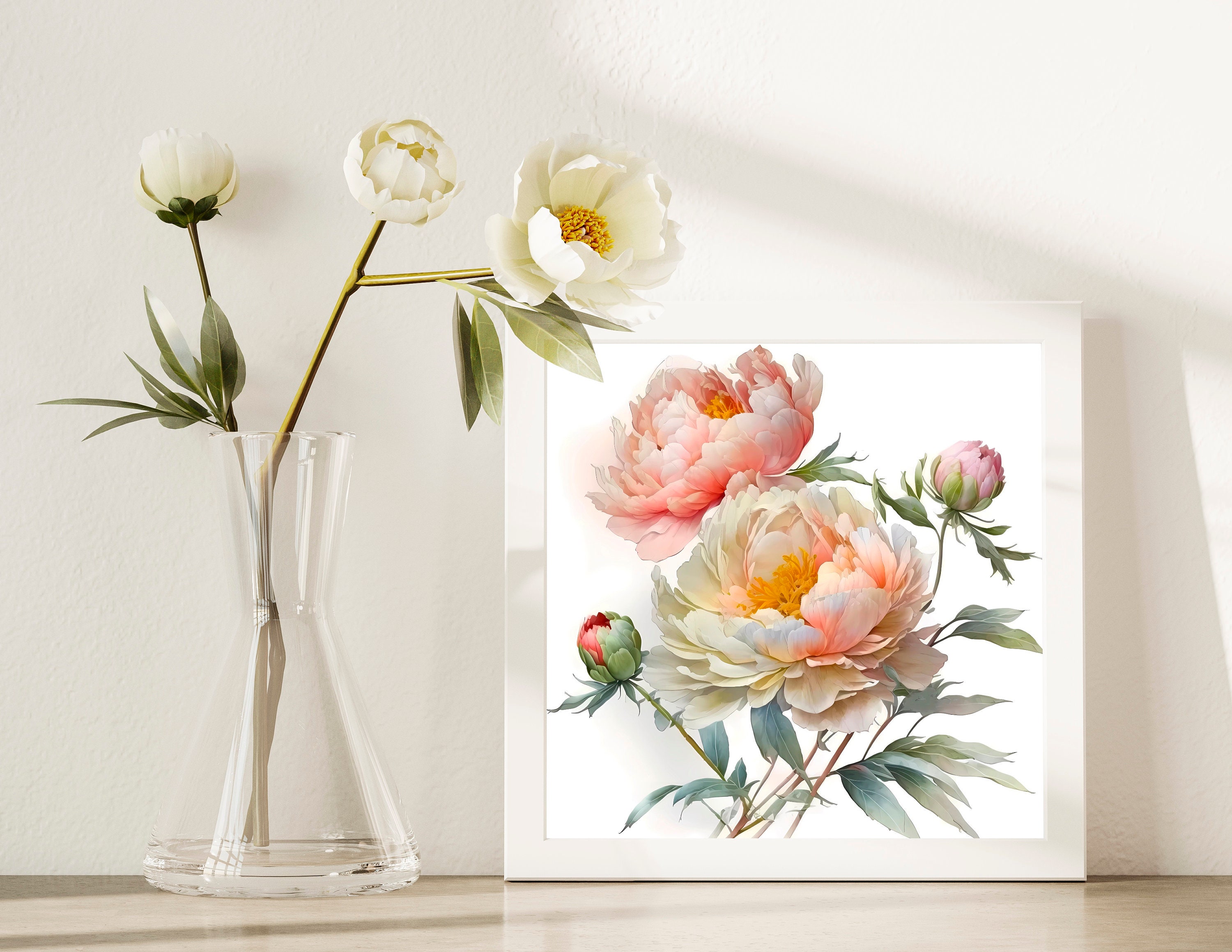 Peony Art Print: Blush Pink Floral Wall Decor - Etsy