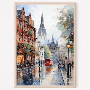 London Print, Bohemian Style London Poster, Retro London Painting, London Wall Ar. LO