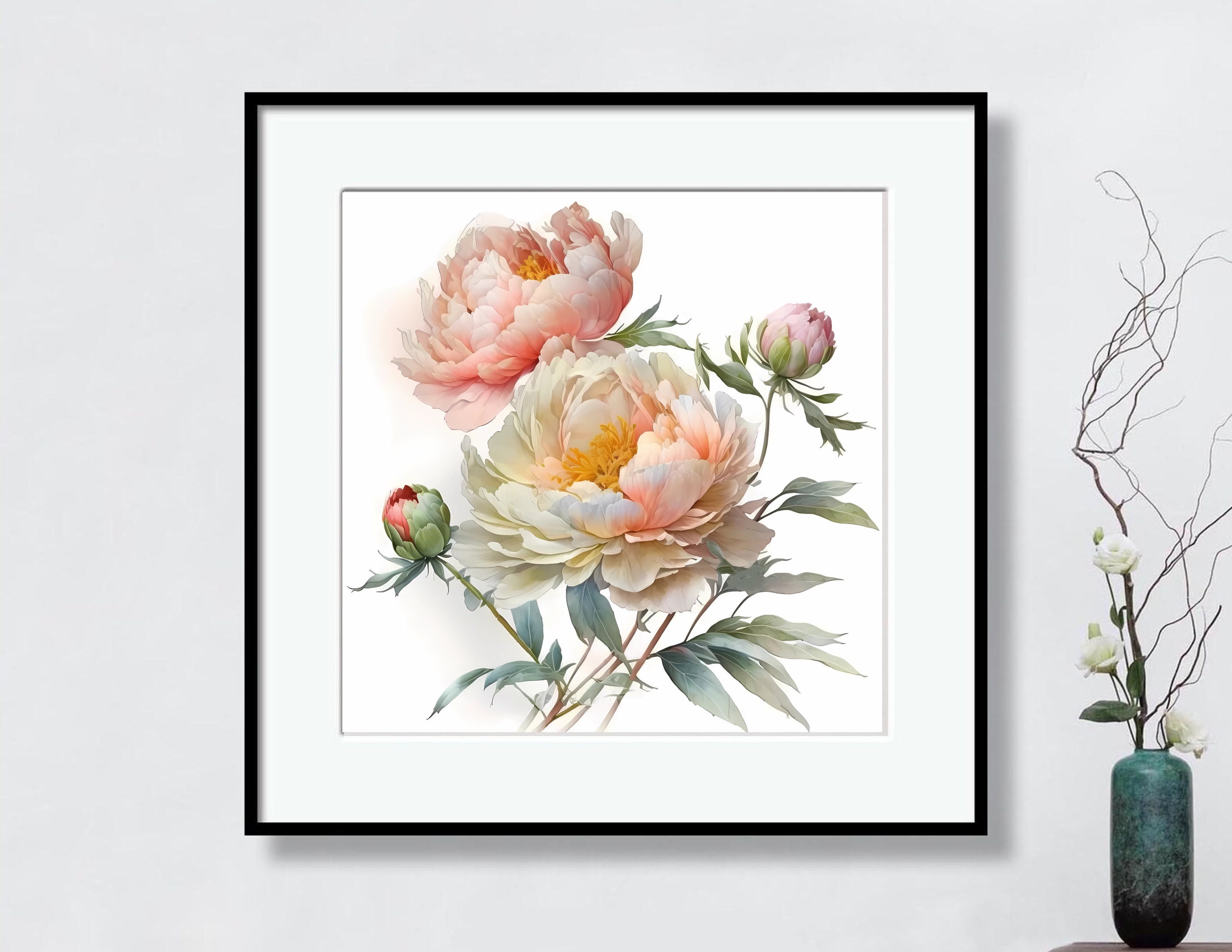Peony Art Print: Blush Pink Floral Wall Decor - Etsy