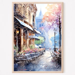 Chicago street watercolor painting art print, Chicago poster, Chicago wall art, Chicago artwork, Home decor gift art
