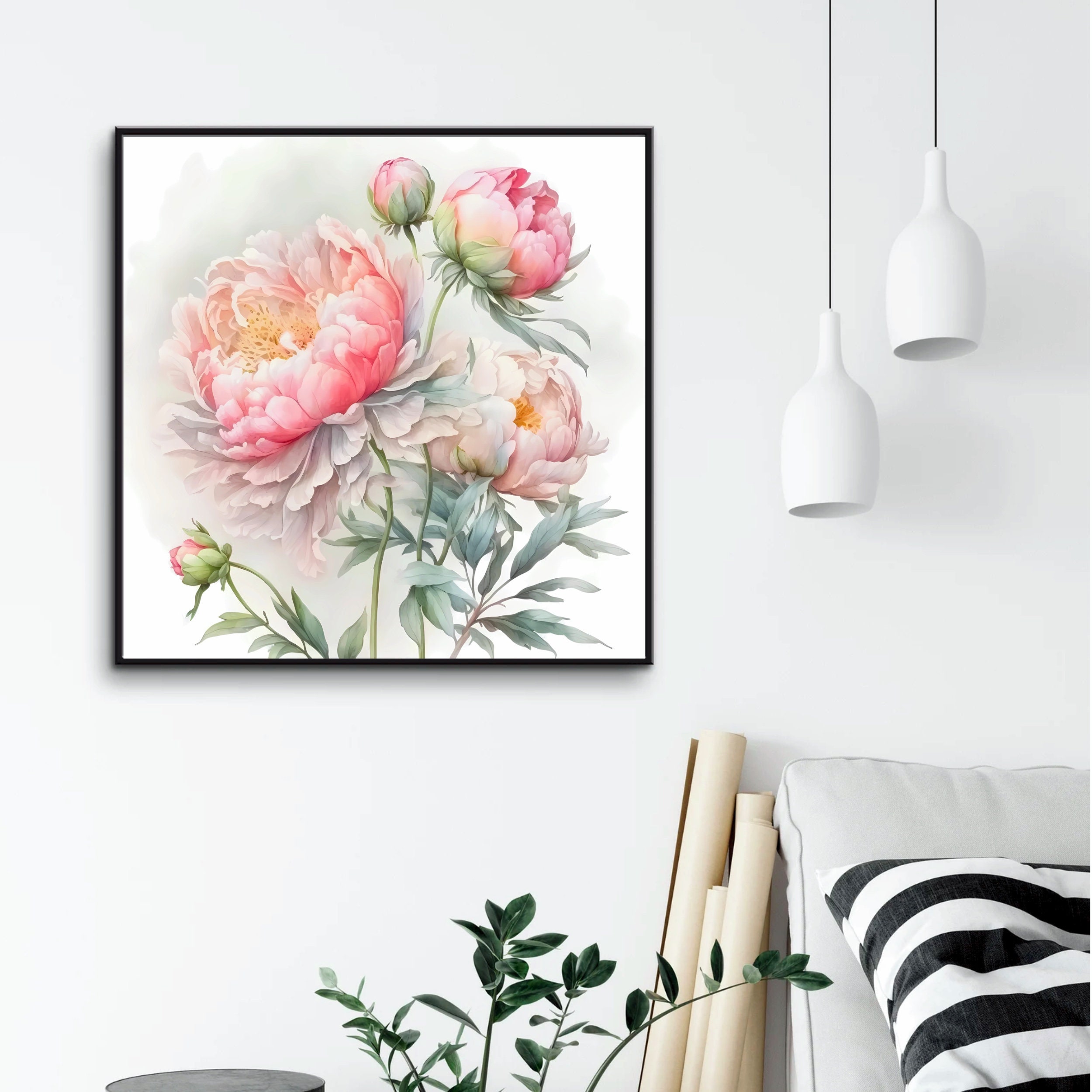 Pink Peonies Painting, Peonies Print, Spring Art, Peony Lover ...