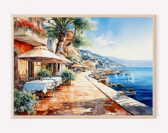 Monaco-Aquarell-Kunstdruck: Monte-Carlo-Reiseposter