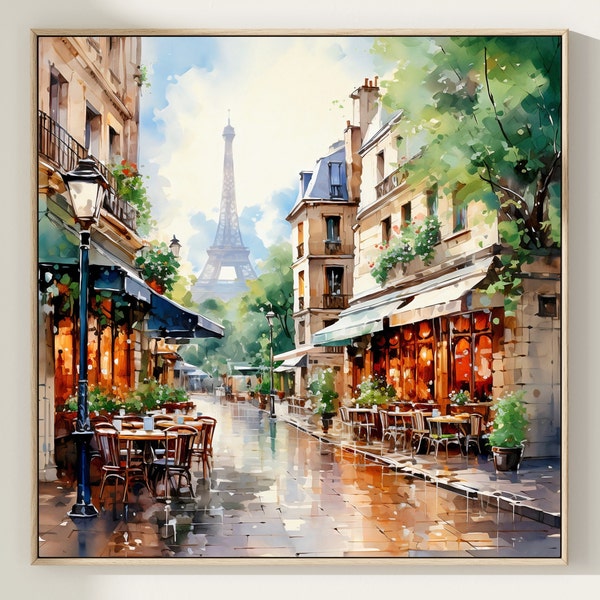 Impression aquarelle de Paris, art mural de voyage, impression d'art style bohème, décor neutre, tableau Europe France. PARIS