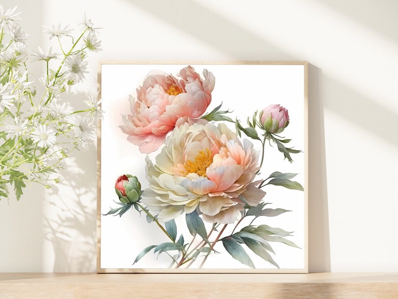 Peony Print Flower Print Peony Wall Art Blush Pink Print - Etsy
