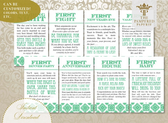 Wine Tags With Poems For Bridal Shower For Wine Gift Basket Etsy