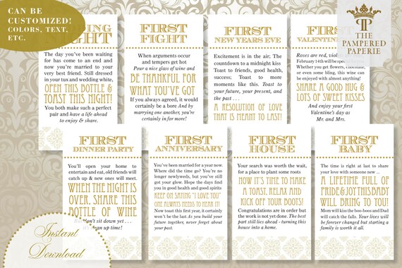 Wine Tags With Poems For Bridal Shower For Wine Gift Basket Etsy