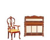 1 12 Scale Miniature Exclusively Curated Walnut Ladies Writing Desk Chair