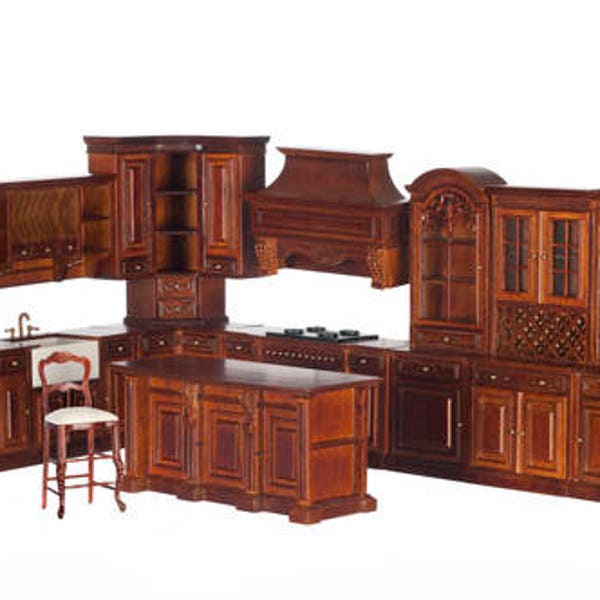 1:12 Scale Platinum Miniature Grand Manor Walnut Kitchen Collection