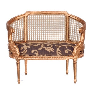 1:12 Scale JBM Miniature Gold Louis XIV Settee