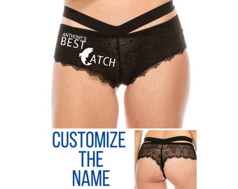 Custom Lace Panties. Personalized Underwear. Sexy Lingerie. Bachelorette Party. Husband Gift. Wife Gift. Bachelorette Gift. Best Catch.