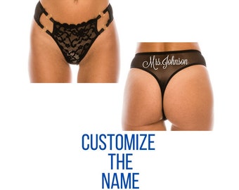 CUSTOM Women's Sexy Thong Panties. Husband Gift. Wife Gift. Anniversary Gift. Personalized. Underwear. Bachelorette Party Gift. Last Name.