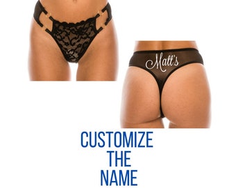 CUSTOM Women's Sexy Thong Panties. Husband Gift. Wife Gift. Anniversary Gift. Personalized Gift. Lace Underwear. Bachelorette Party Gift.