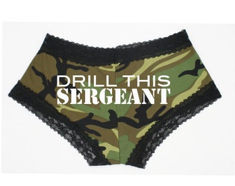 Military Underwear. Lace Camo Panties. Camouflage Underwear. Army Gift. Navy Gift. Air Force Gift. Marines Gift. Coast Guard. Drill This.