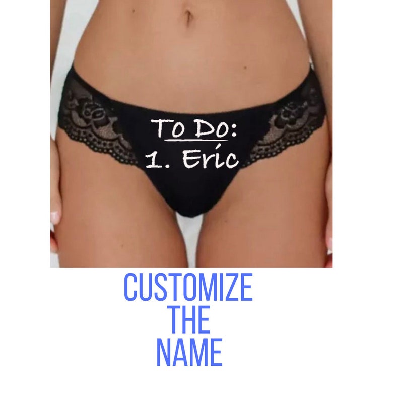 Husband Gift To Do Thong Black Lace Panties Wife Gift Lingerie Bride Gift Custom Lingerie Custom Name Bachelorette Party Gift