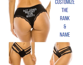 Report For Booty Panties. Military Gift. Army. Navy. Air Force. Marines. Coast Guard. Husband Gift. Wife Gift. Bachelorette Gift.