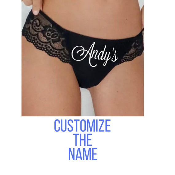 Custom Name. Husband Gift. Black Lace Panties picture