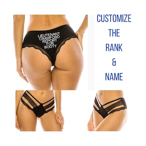 Report For Booty Panties. Military Gift. Army. Navy. Air Force. Marines. Coast Guard. Husband Gift. Wife Gift. Bachelorette Gift. Lieutenant