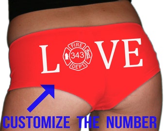 Custom Firefighter Panties. Firefighter Wife. Fireman Girlfriend. Firefighter Husband. Boyfriend. Firefighter Gift. Love Badge Number.