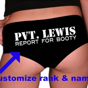 CUSTOM Military Rank Panties. Marine Wife. Air Force Girlfriend. Air Force Wife. Army Girlfriend. Navy Wife. Military Gift. Report For Booty image 1