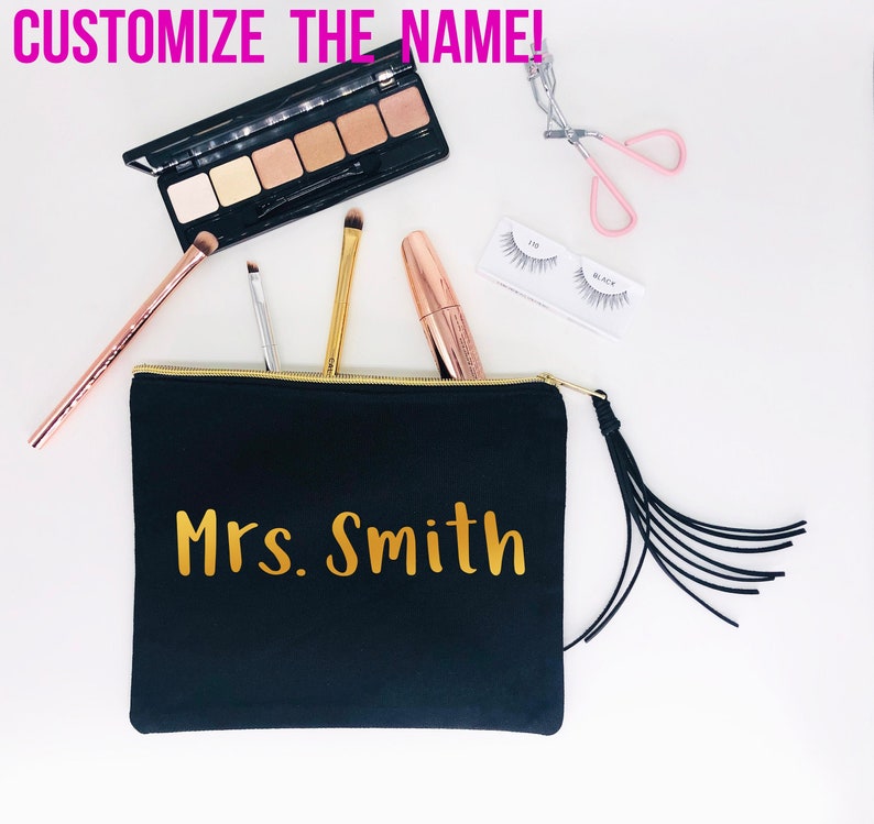 Custom Canvas Makeup Bag, Cosmetic Bag, Toiletry Bag, Makeup Organizer, Tassel Purse, Travel Bag, Makeup Case, Cosmetic Pouch, Glitter Bag