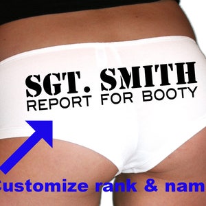 CUSTOM Military Rank Panties. Marine Wife. Air Force Girlfriend. Air Force Wife. Army Girlfriend. Navy Wife. Military Gift. Report For Booty image 2