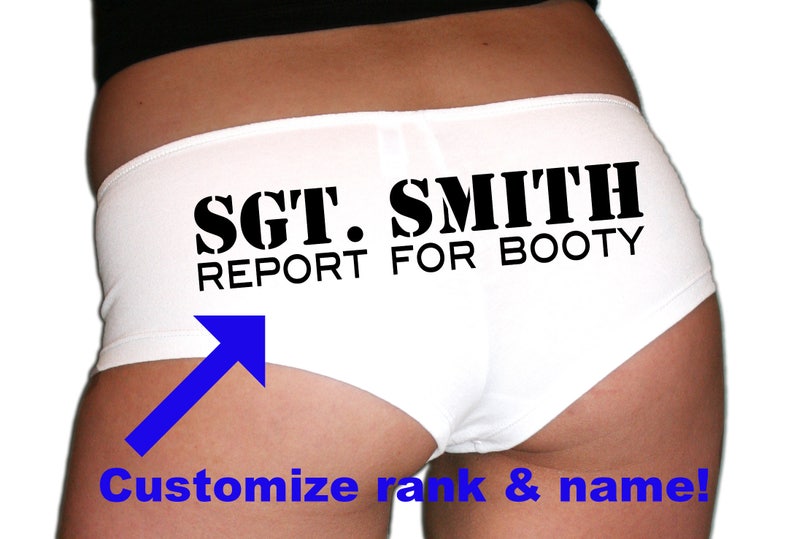 CUSTOM Military Rank Panties. Marine Wife. Air Force Girlfriend. Air Force Wife. Army Girlfriend. Navy Wife. Military Gift. Report For Booty image 2