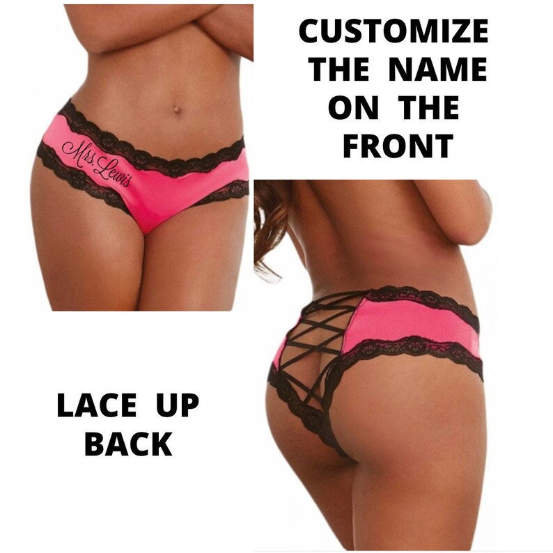 Custom Pink With Lace Up Back Underwear. Bachelorette Party Etsy