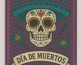Purple Day of the Dead kindle/e reader insert digital print for 7 inch devices