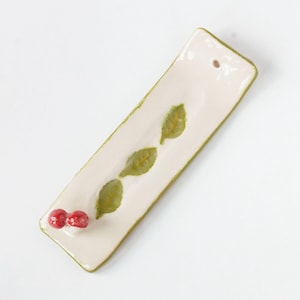 Ceramic Incense Stick Holder - Mushroom and Leaf Design