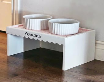 Elevated Dog Bowl Stand with Backsplash and Silicone Mat