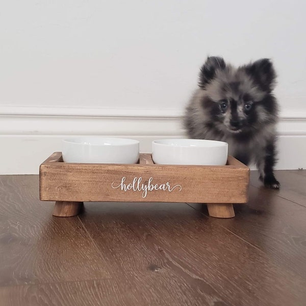 XS Pet Bowl Stand | Small Bowls for Cats | Yorkie Dog Bowls | Pom Puppy | Elevated Pet Bowl Stand for Small Dogs | Ceramic Dog Bowl Dog mom