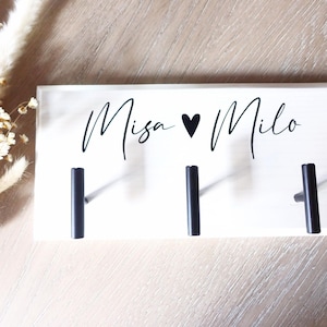 Personalized Leash Holder | Custom Leash Hanger | Wooden Wall Leash Hanger | Puppy Dog Gift Adoption | Modern Dog Leash Organizer | 3 Hooks