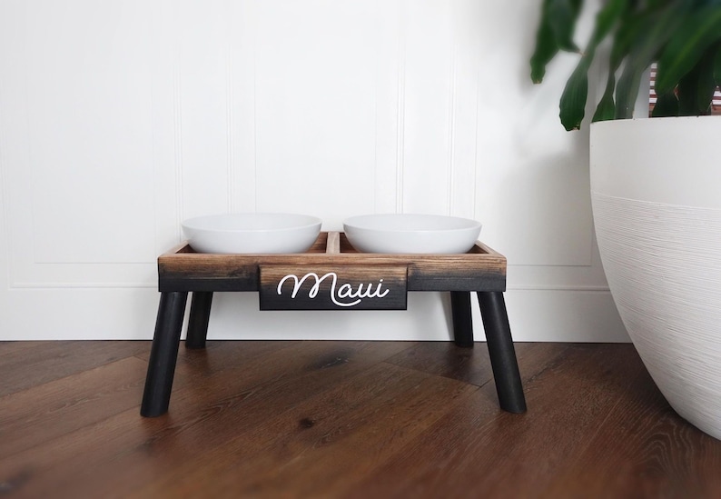 Dog Stand With Bowl Personalized Dog Stand Elevated Feeder Etsy