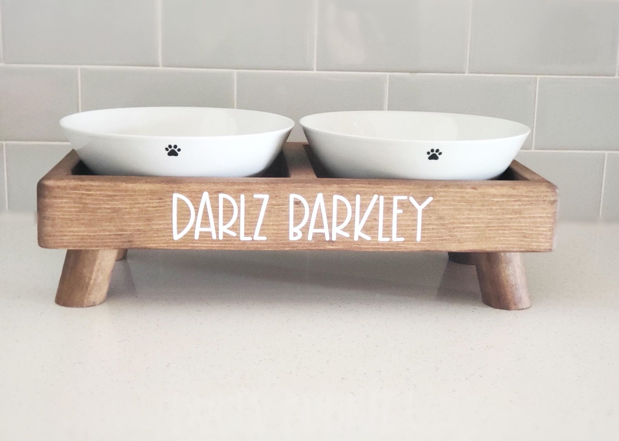Dog Bowl Stand Elevated Dog Food Stand Raised Dog Feeder Modern Pet Feeder  White Dog Bowls Personalized Pet Dishes Pet Gift -  Norway