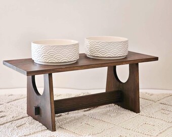 Comedero de tazón para perros elevado moderno / Plataforma de tazón para perros minimalista contemporánea / Mascotas mayores / Mesa de tazón para perros elevada / Elevador triple para perros / Mascotas