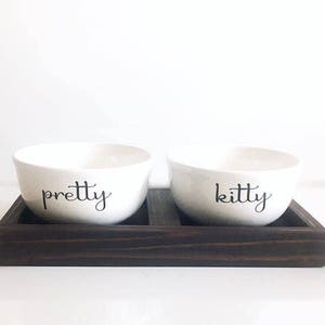 Pretty Kitty Cat Bowl Set | Cat Feeding Station | Cat Feeder | Personalized Cat Bowls | New Pet Gift | Cat Home | Cat Lover | Cat Food Bowl