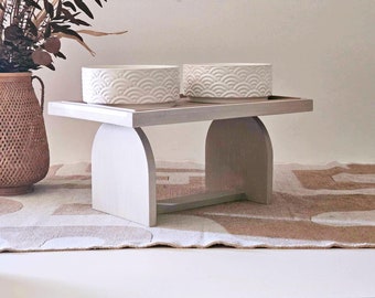 Comedero bohemio moderno para perros con tapete de silicona / Mesa con bandeja para comedero de perros / Bonito soporte para cuenco de perro / Amante de los perros / Regalo para rescate de mascotas / Perros mayores / Cuenco para perros
