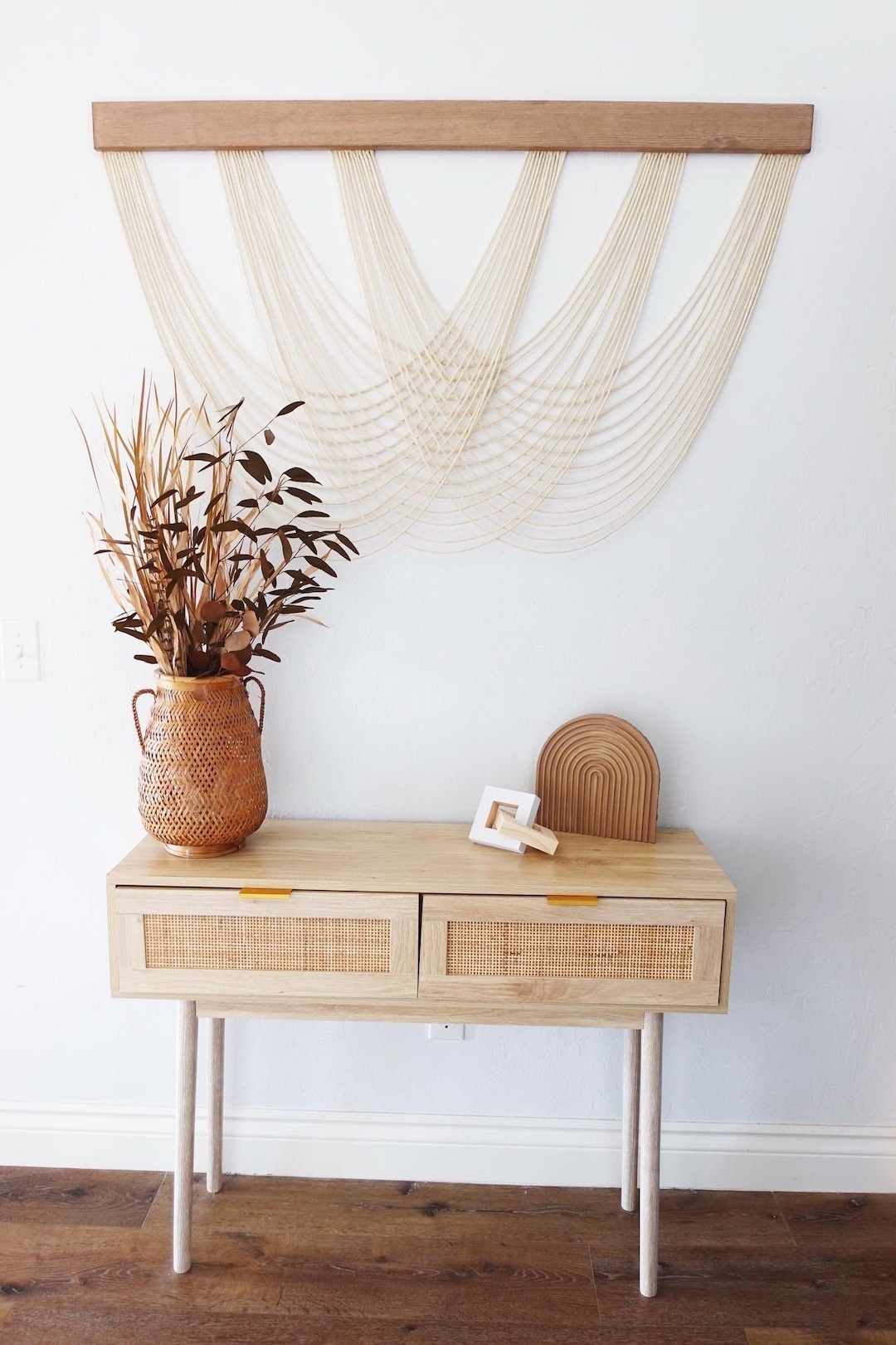 Modern Boho Macrame Fiber Art Wall Hanging | Entryway Macrame | Over ...