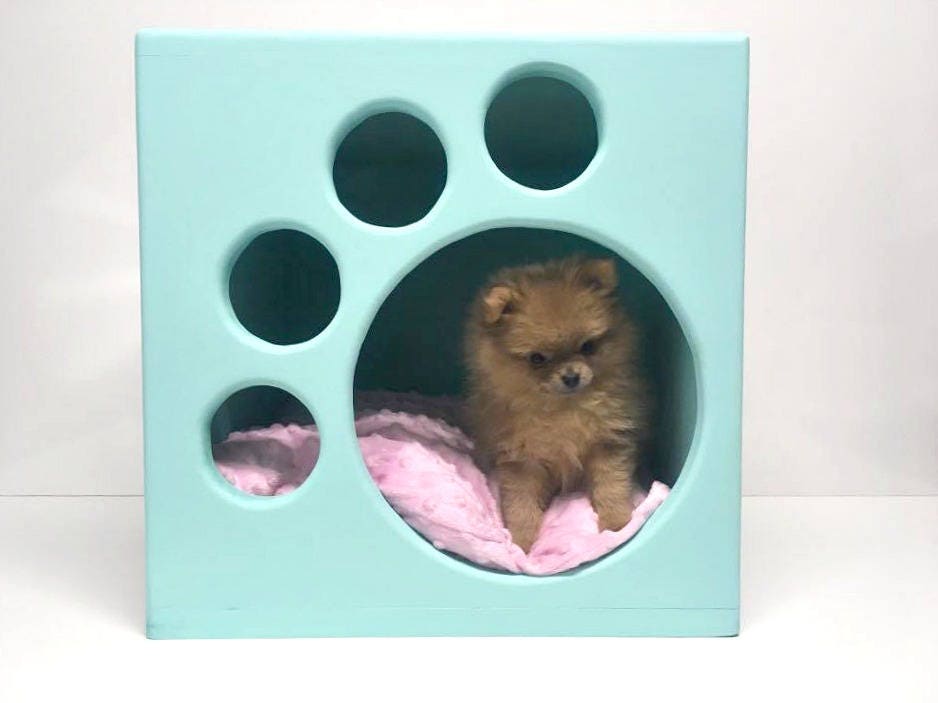 Paw Print Dog Bed | Teacup Cat House Unique Pet Beds For Small Dogs Princess Custom