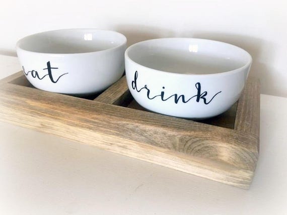 Pet Wood Bowls for Cat & Small Dogs