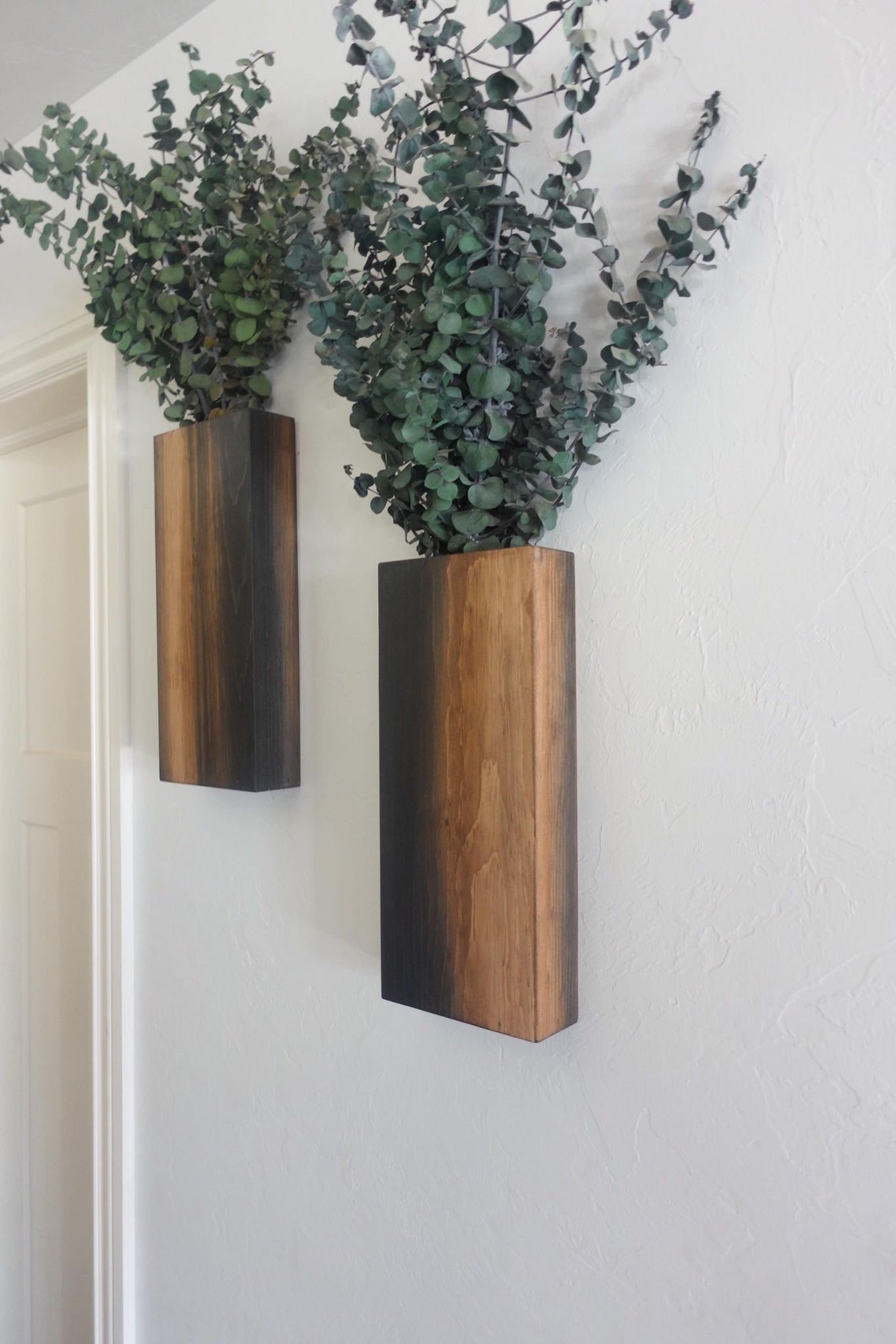 Modern Wall Mounted Plant Holder Wooden Wall Flower Vase Etsy