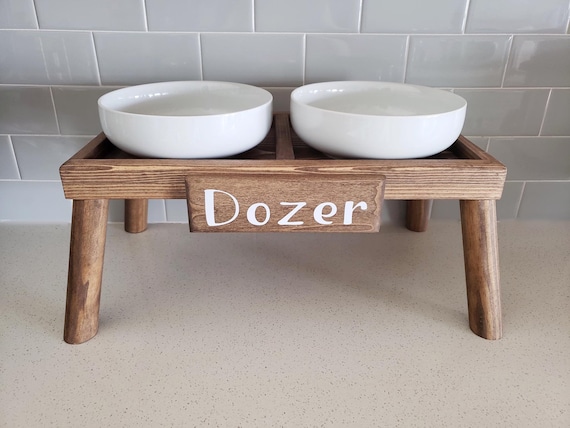 Elevated dog feeder raised dog bowls personalised stand bowls for large dogs  - Shop WooDesignVL Pet Bowls - Pinkoi