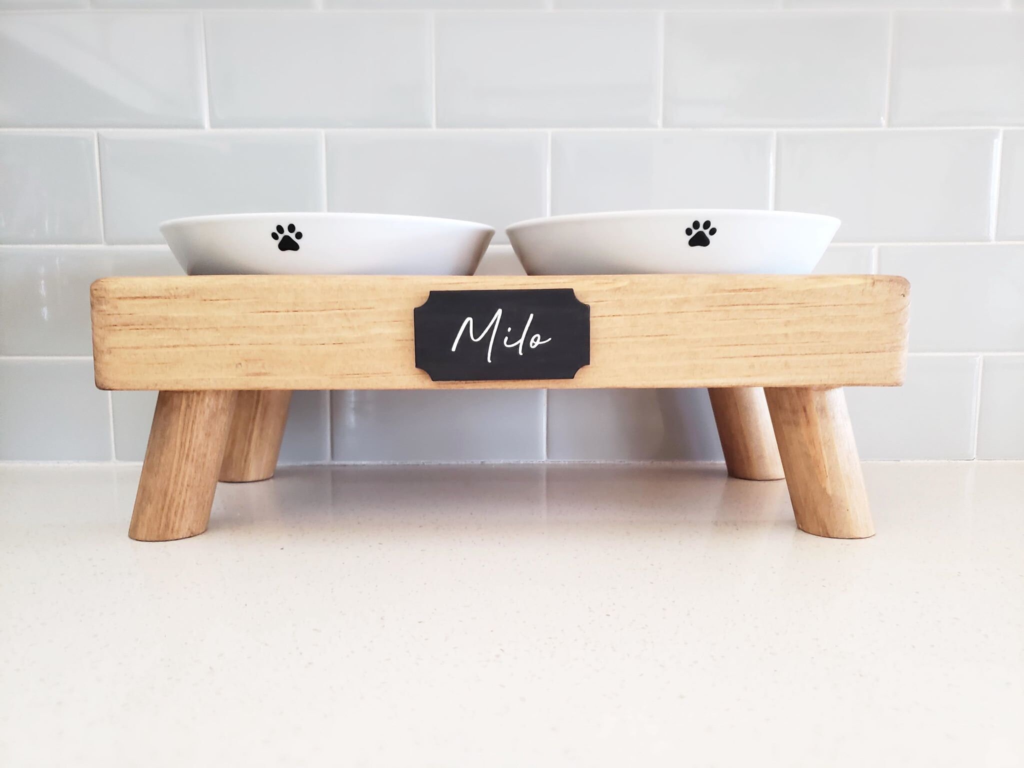 Large Elevated Dog Bowl Stand - X Pattern Farmhouse Table - Raised Dog  Feeder