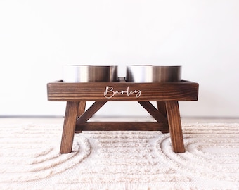 Modern Farmhouse Dog Bowl Stand | Large Elevated Dog Food Bowl Feeder | Raised Dog Bowl | Country Chic  Dog Table | Tall Dog Bowl Holder