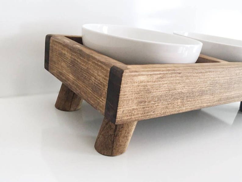 Elevated Dog Feeder Raised Dog Bowls Mid Century Modern Etsy