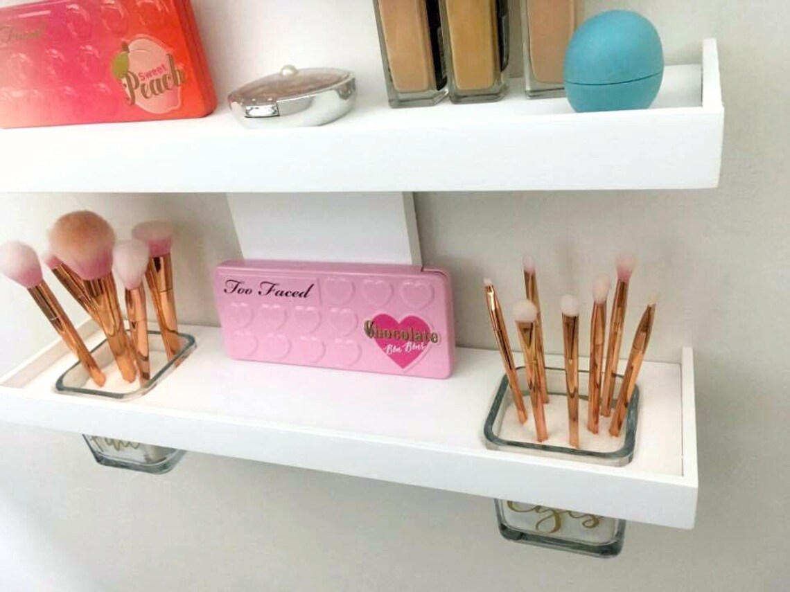 Wall Mounted Makeup Organizer Tiered Makeup Shelf Cosmetic Etsy