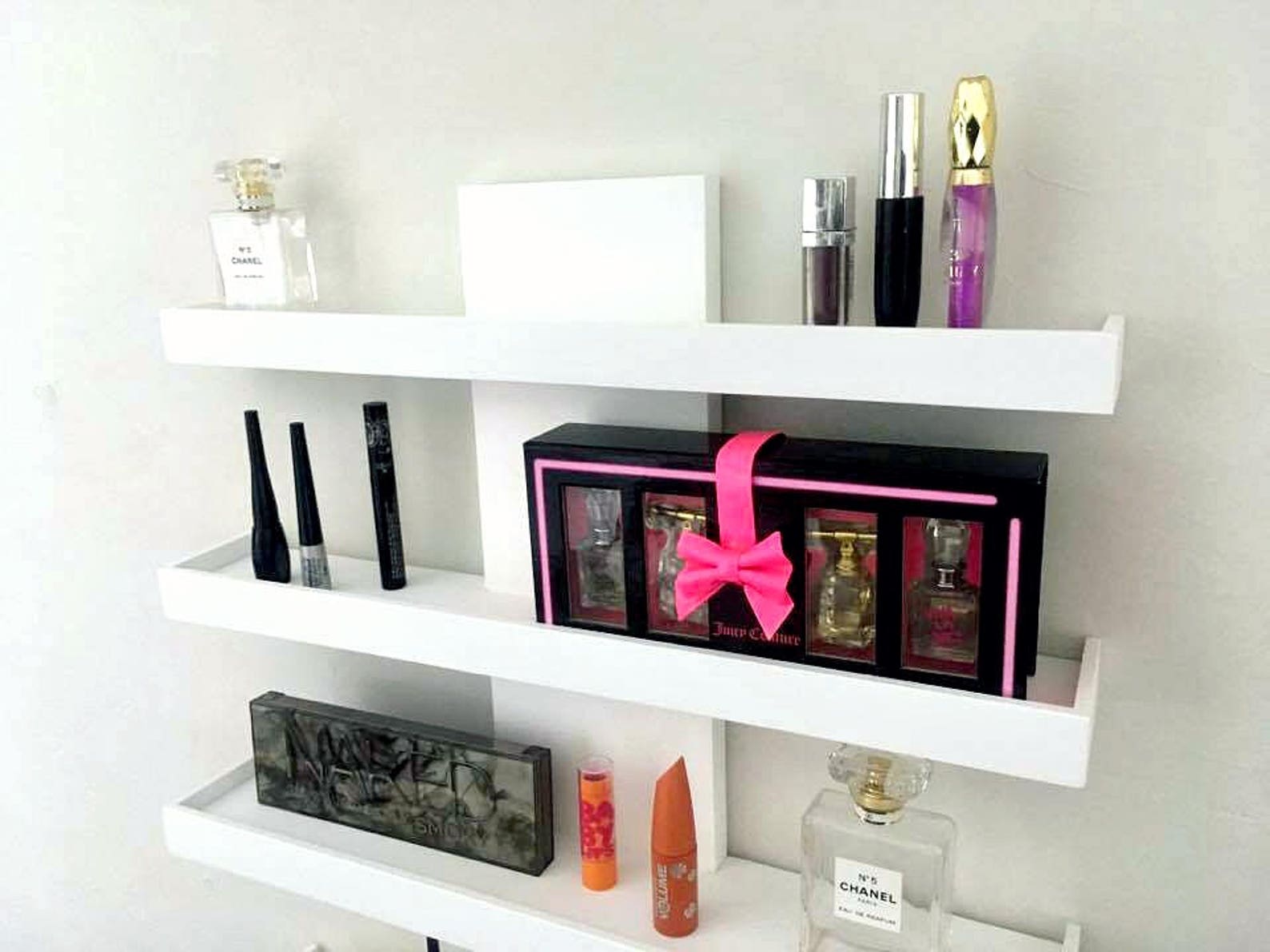 Wall Mounted Makeup Organizer Tiered Makeup Shelf Cosmetic Etsy Canada