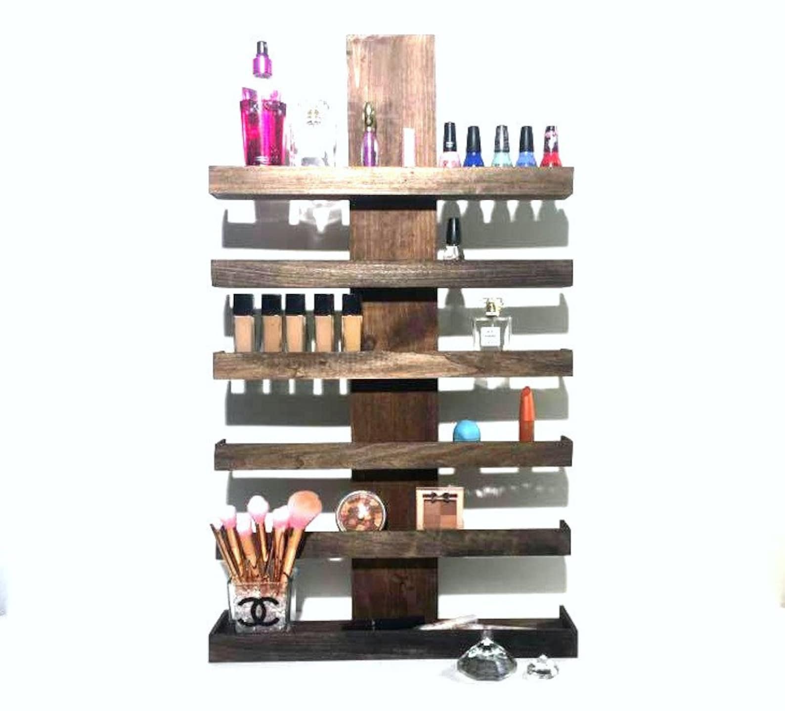 Wall Mounted Makeup Shelf Makeup Organizer Nail Polish Etsy