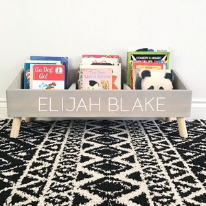 Book Bin For Kids Personalized Book Shelves Kids Book Storage Organization Chidrens Book Box Custom Bookshelf Nursery Decor Baby image 7